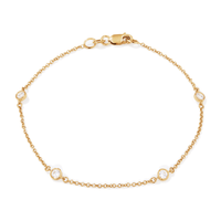 19cm Bezel Cubic Zirconia Station Curb Bracelet in 9kt Yellow Gold Bracelets Bevilles 