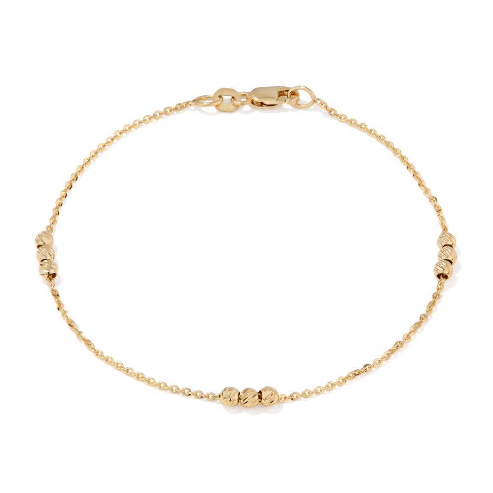 19cm Tripple Ball Station Cable Bracelet in 9kt Yellow Gold Bracelets Bevilles 