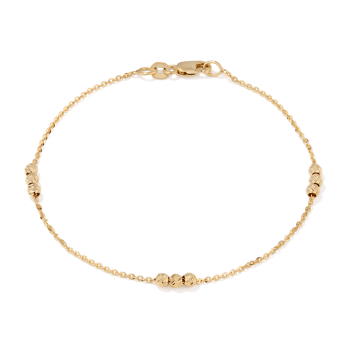 19cm Tripple Ball Station Cable Bracelet in 9kt Yellow Gold Bracelets Bevilles 