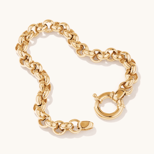 20cm Bolt Ring Belcher Bracelet in 9kt Yellow Gold Bracelets Bevilles 