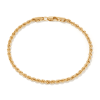 19cm Diamond Cut Rope Bracelet in 9kt Bonded Gold Silver Filled Bracelets Bevilles 