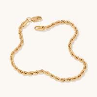 19cm Diamond Cut Rope Bracelet in 9kt Bonded Gold Silver Filled Bracelets Bevilles 