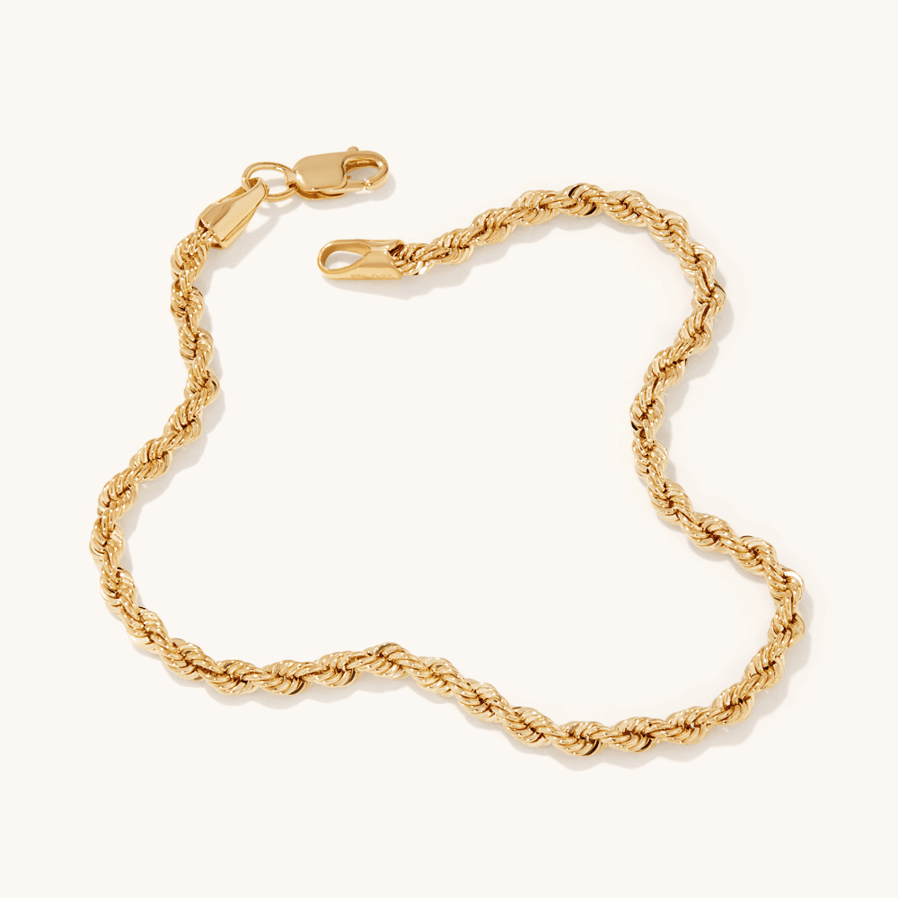 19cm Diamond Cut Rope Bracelet in 9kt Bonded Gold Silver Filled Bracelets Bevilles 