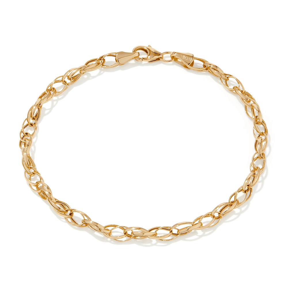 19cm Belcher Twist Bracelet in 9kt Bonded Gold Silver Filled Bracelets Bevilles 