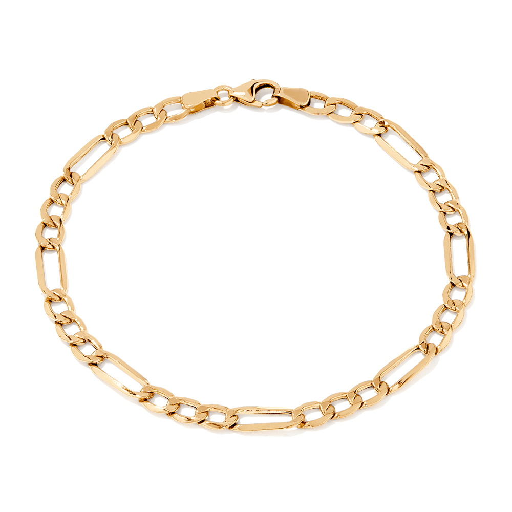 19cm Figaro Bracelet in 9kt Bonded Gold Silver Filled Bracelets Bevilles 
