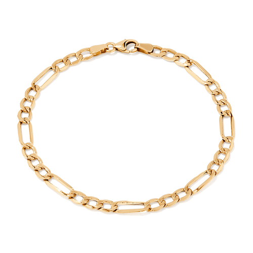 19cm Figaro Bracelet in 9kt Bonded Gold Silver Filled Bracelets Bevilles 