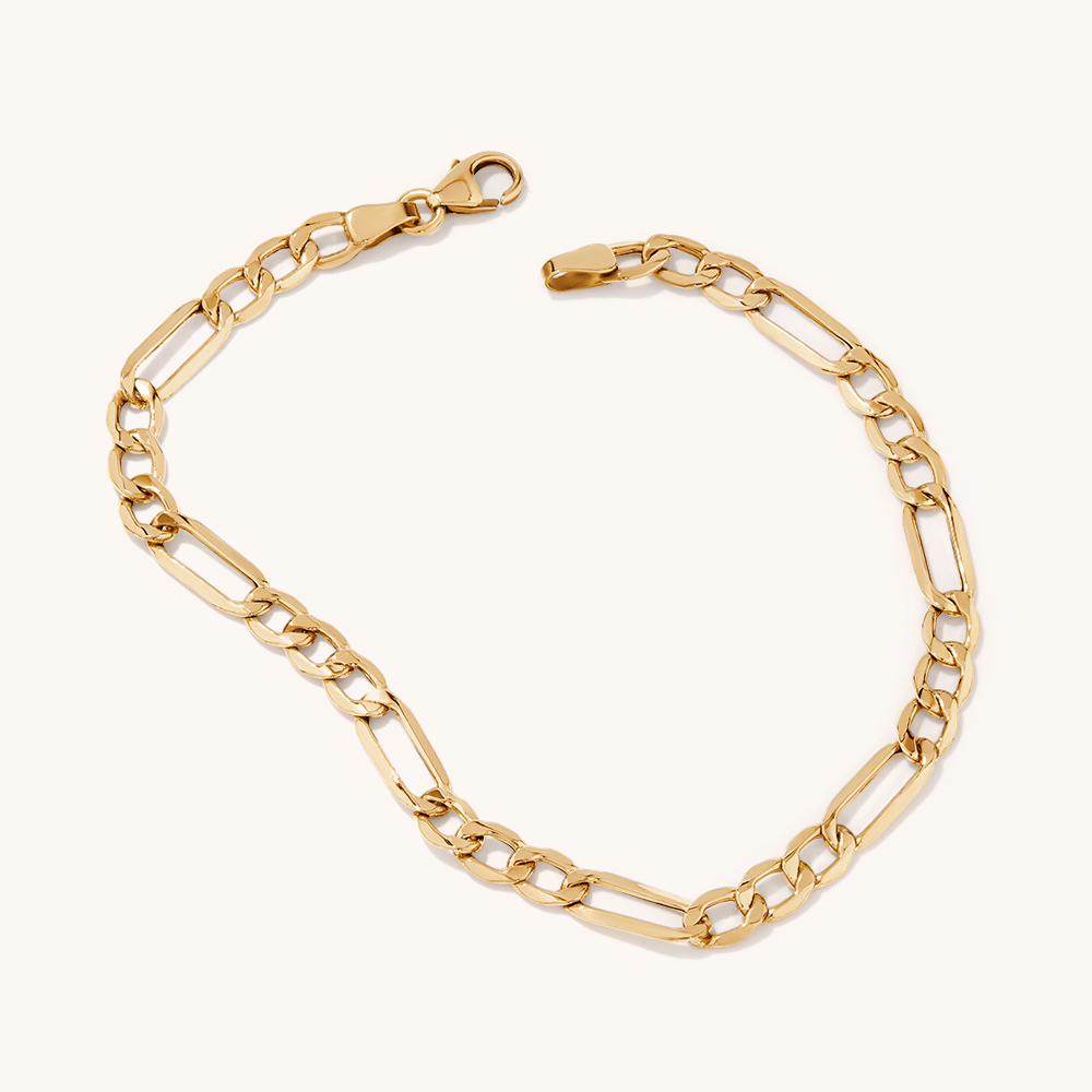 19cm Figaro Bracelet in 9kt Bonded Gold Silver Filled Bracelets Bevilles 
