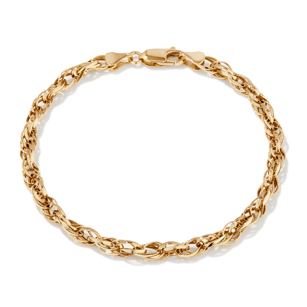19cm Triple Belcher Twist Bracelet in 9kt Yellow Bonded Gold Bracelets Bevilles 