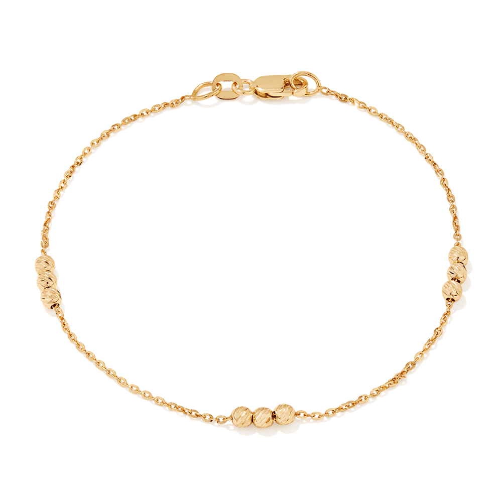 19cm Ball Station Cable Bracelet in 9kt Bonded Gold Silver Filled Bracelets Bevilles 