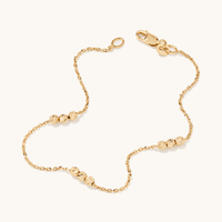 19cm Ball Station Cable Bracelet in 9kt Bonded Gold Silver Filled Bracelets Bevilles 