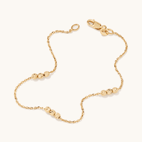 19cm Ball Station Cable Bracelet in 9kt Bonded Gold Silver Filled Bracelets Bevilles 