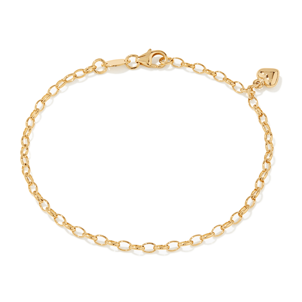 19cm Heart Charm Bracelet in 9kt Bonded Gold Silver Filled Bracelets Bevilles 