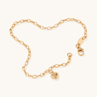 19cm Heart Charm Bracelet in 9kt Bonded Gold Silver Filled Bracelets Bevilles 