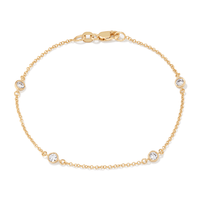19cm Bezel Cubic Zirconia Station Curb Bracelet in 9kt Bonded Gold Silver Filled Bracelets Bevilles 