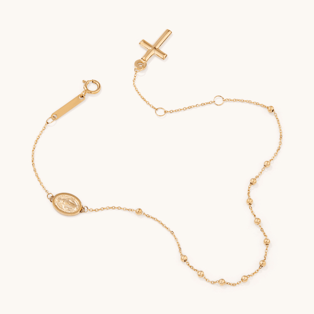 18.5cm Rosary Bracelet in 9kt Yellow Gold Bracelets Bevilles 