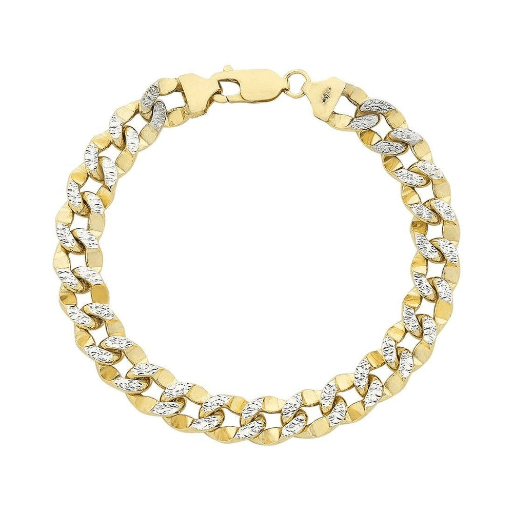 23cm Thick Diamond Cut Curb Bracelet in 9kt and Bonded Gold Silver Filled Bracelets Bevilles 