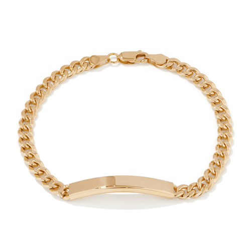 21cm Curb I.D. Bracelet in 9kt Yellow Bonded Gold Bracelets Bevilles 