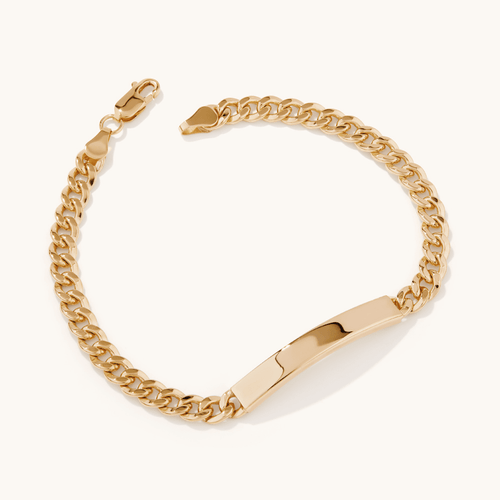 21cm Curb I.D. Bracelet in 9kt Yellow Bonded Gold Bracelets Bevilles 