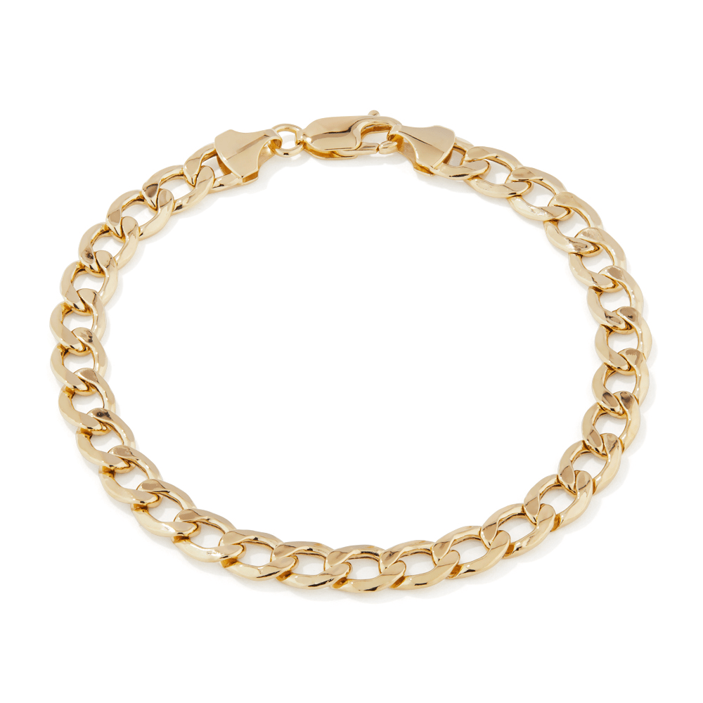 21cm Curb Bracelet in 9kt Bonded Gold Silver Filled Bracelets Bevilles 