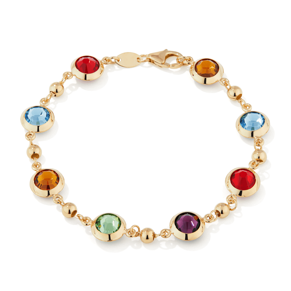 19cm Bezel Crystal Bracelet in 9kt Bonded Gold Silver Filled Bracelets Bevilles 