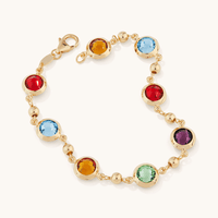 19cm Bezel Crystal Bracelet in 9kt Bonded Gold Silver Filled Bracelets Bevilles 