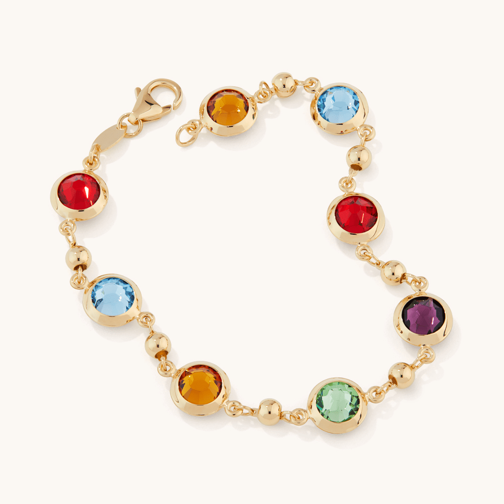 19cm Bezel Crystal Bracelet in 9kt Bonded Gold Silver Filled Bracelets Bevilles 