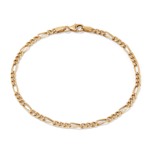 19cm Figaro Bracelet in 9kt Bonded Gold Silver Filled Bracelets Bevilles 