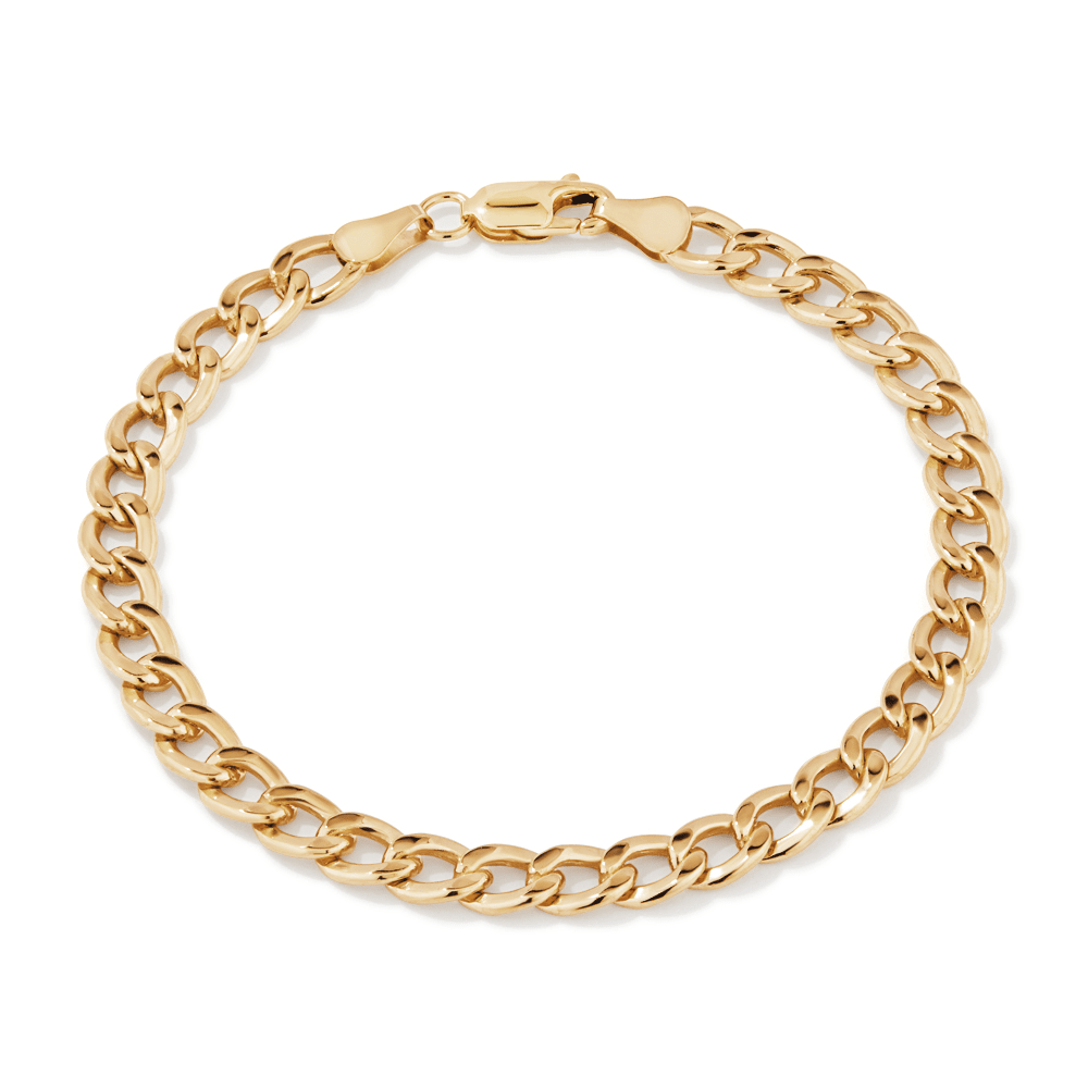 19cm Curb Bracelet in 9kt Yellow Bonded Gold Bracelets Bevilles 