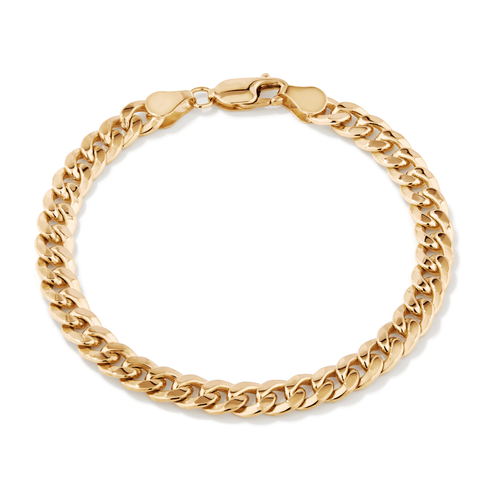 19cm Curb Bracelet in 9kt Bonded Gold Silver Filled Bracelets Bevilles 