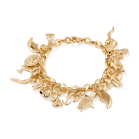 19cm Chunky Charm Bracelet in 9kt Bonded Gold Silver Filled Bracelets Bevilles 