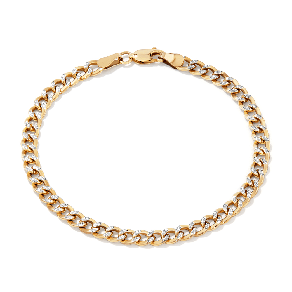 19cm Diamond Cut Curb Bracelet in 9kt and Bonded Gold Silver Filled Bracelets Bevilles 