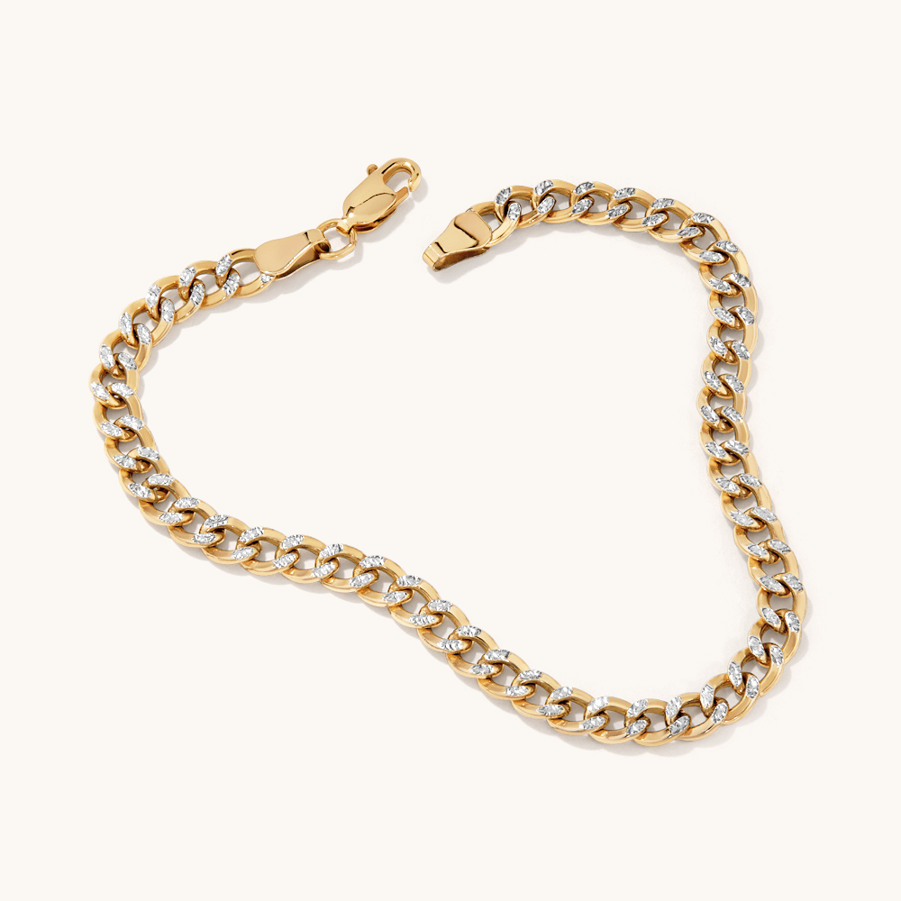19cm Diamond Cut Curb Bracelet in 9kt and Bonded Gold Silver Filled Bracelets Bevilles 
