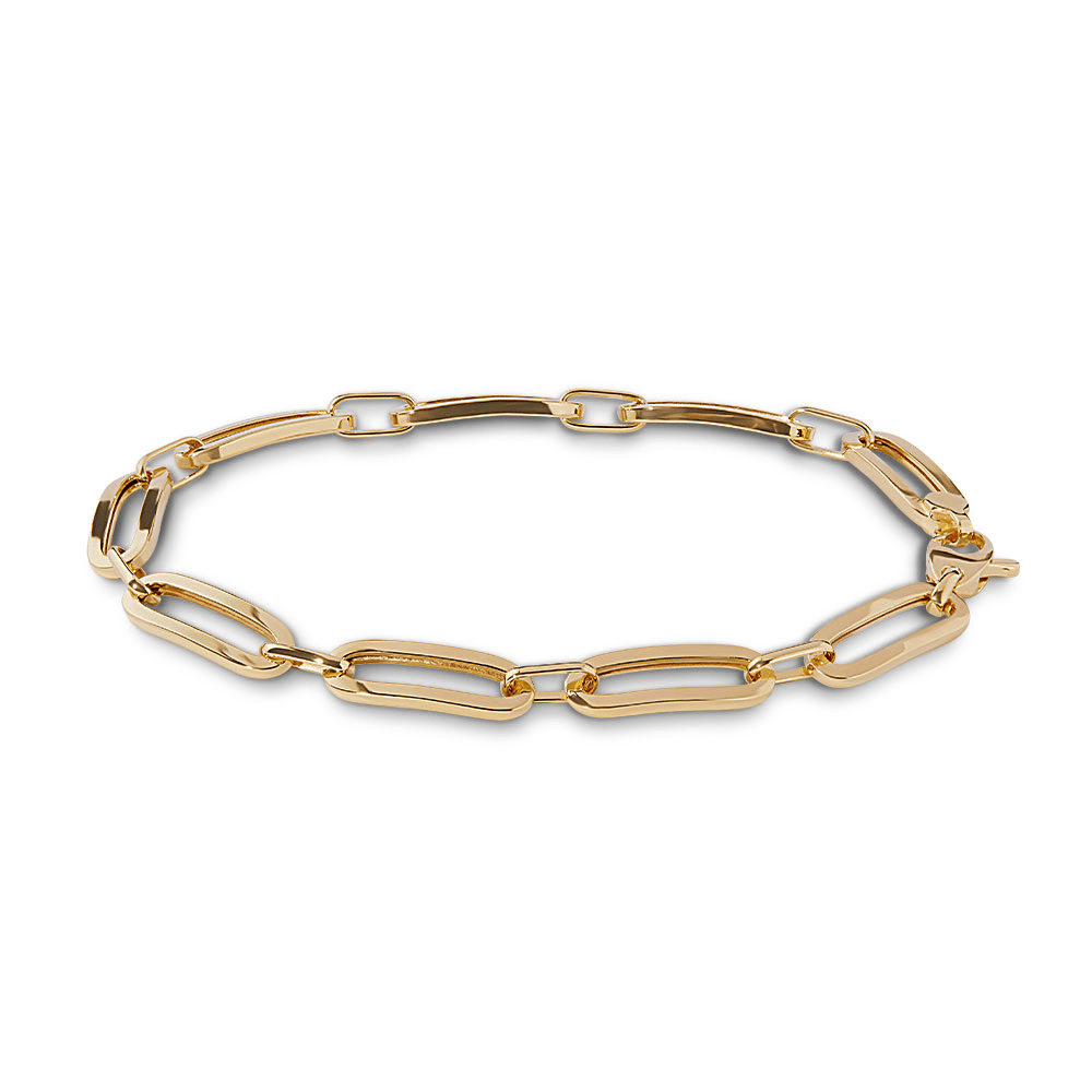 19cm Square-Edge Paperclip Bracelet in 9kt Yellow Bonded Gold Bracelets Bevilles 
