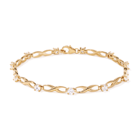 19cm Cubic Zirconia Infinity Link Bracelet in 9kt Yellow Bonded Gold Bracelets Bevilles 