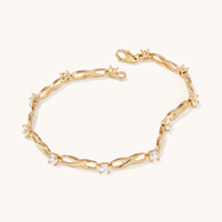19cm Cubic Zirconia Infinity Link Bracelet in 9kt Yellow Bonded Gold Bracelets Bevilles 