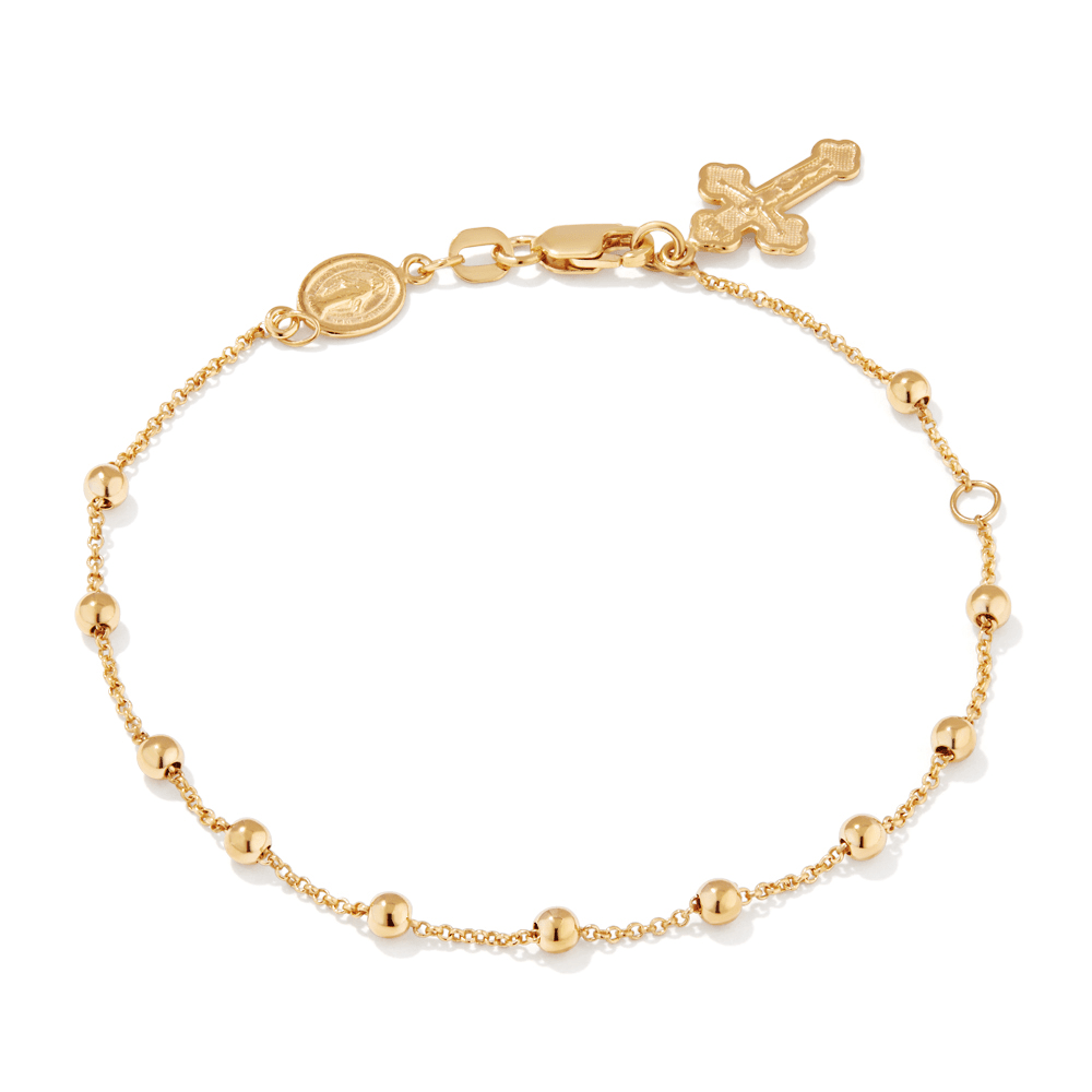 19cm Rosary Bead Bracelet in 9kt Yellow Bonded Gold Bracelets Bevilles 