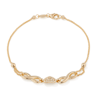 19cm Crystal Heart and Infinity Bracelet in 9kt Yellow Bonded Gold Bracelets Bevilles 