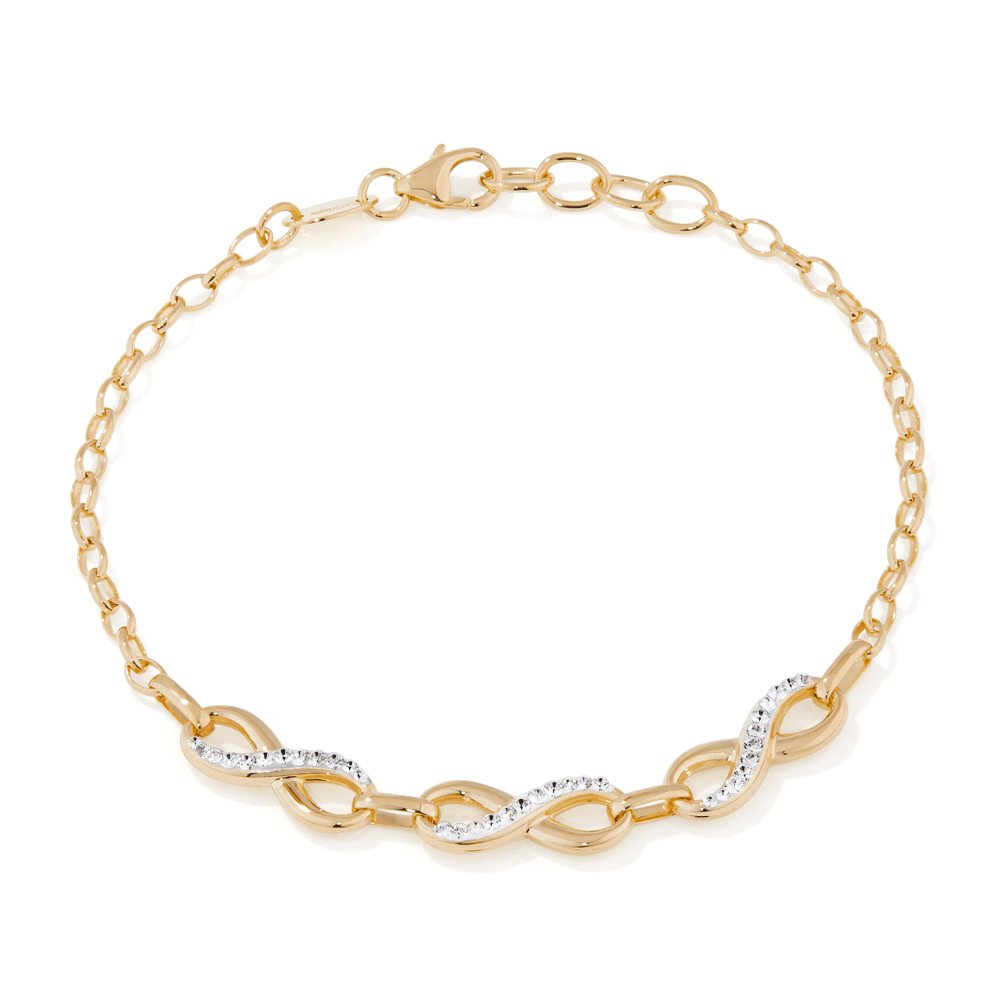 19cm Cubic Zirconia Infinity Bracelet in 9kt Bonded Gold Silver Filled Bracelets Bevilles 