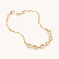 19cm Cubic Zirconia Infinity Bracelet in 9kt Bonded Gold Silver Filled Bracelets Bevilles 
