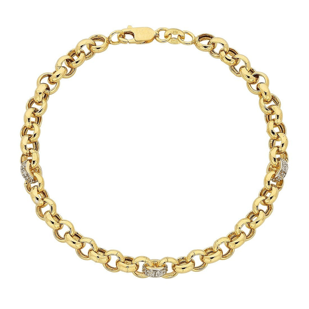 9kt Bonded Gold Silver Filled Cubic Zirconia Set Belcher Bracelet Bracelets Bevilles 