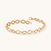 19cm Cubic Zirconia Infinity Link Bracelet in 9kt Bonded Gold Silver Filled Bracelets Bevilles 