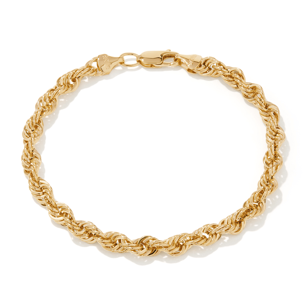 19cm Rope Bracelet in 9kt Bonded Gold Silver Filled Bracelets Bevilles 