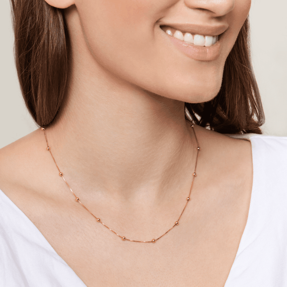 9kt Bonded Gold Silver Filled Chain And Ball Necklace 45cm Necklaces Bevilles 