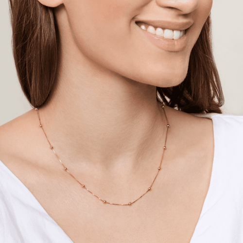 9kt Bonded Gold Silver Filled Chain And Ball Necklace 45cm Necklaces Bevilles 