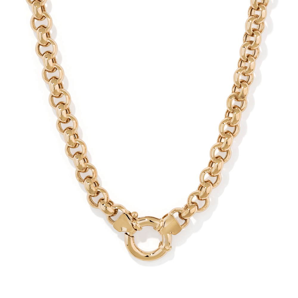 45cm Bolt Ring Belcher Necklace in 9kt Bonded Gold Silver Filled Necklaces Bevilles 