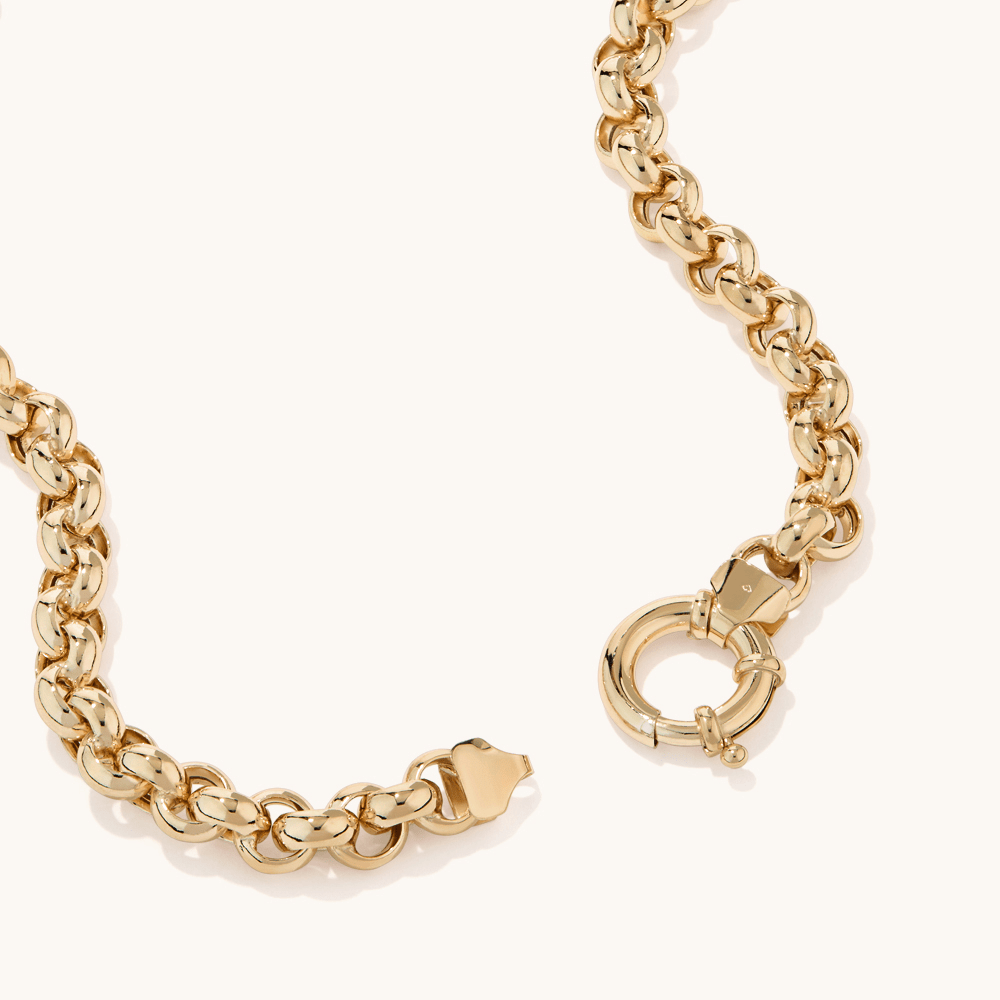45cm Bolt Ring Belcher Necklace in 9kt Bonded Gold Silver Filled Necklaces Bevilles 