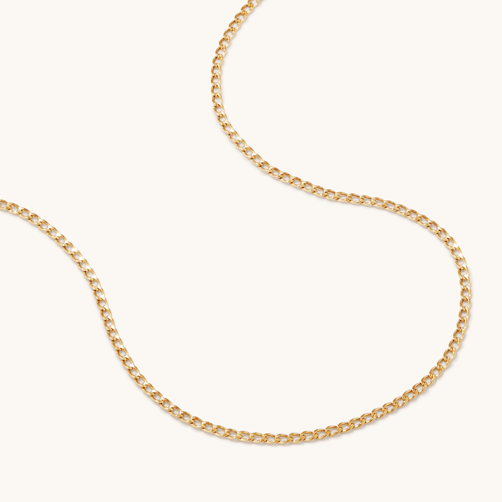 45cm Hollow Open Curb Chain in 9kt Yellow Gold Necklaces Bevilles 