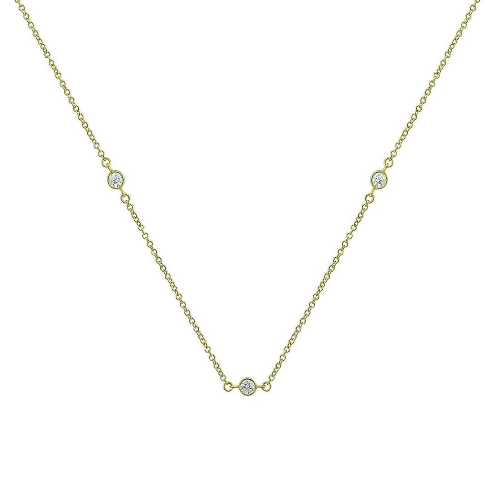 Round Bezel Cubic Zirconia Station Necklace in Silver Filled 9kt Gold Necklaces Bevilles 
