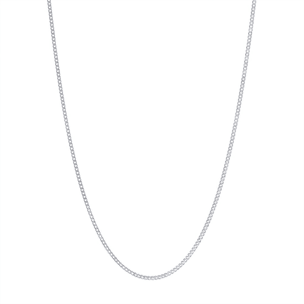 9kt White Gold Diamond Cut Curb Chain Necklace 45cm Necklaces Bevilles 