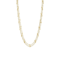 9kt Bonded Gold Silver Filled Triple Row Beaded Ball Necklace Necklaces Bevilles 